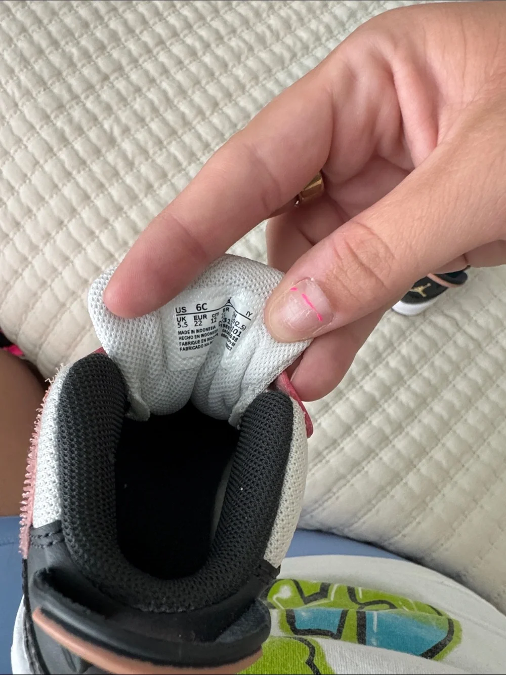 Nike Kids High-Top Sneakers in White, Black & Pink